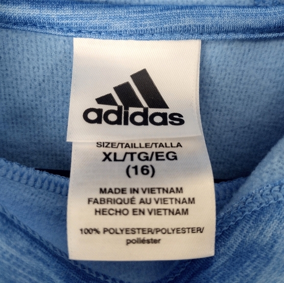 Girls Adidas Blue Hooded Sweatshirt XL - Picture 6 of 6